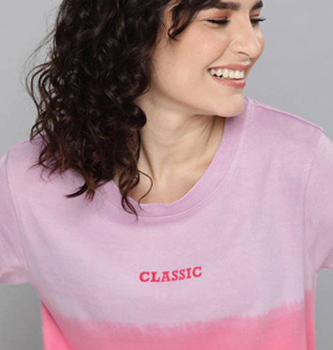 Women Lavender Pink Colourblocked Pure Cotton T-shirt